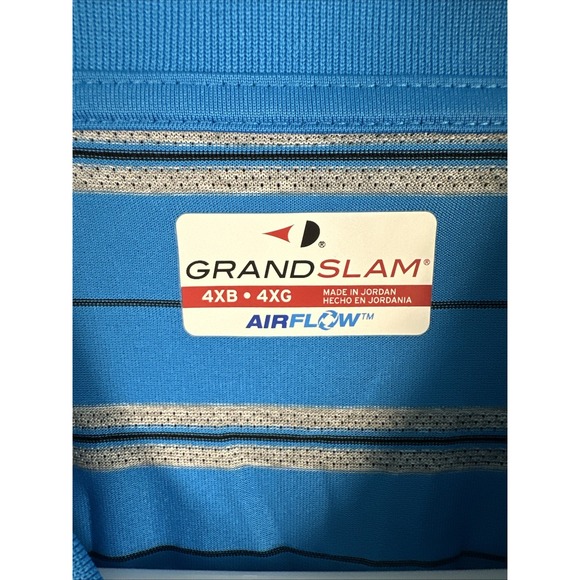 New Grand Slam Polo Golf Shirt Performance Men's 4XB Big & Tall Blue Striped - Picture 3 of 8
